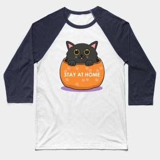 Cute black kitty Stay at home Baseball T-Shirt